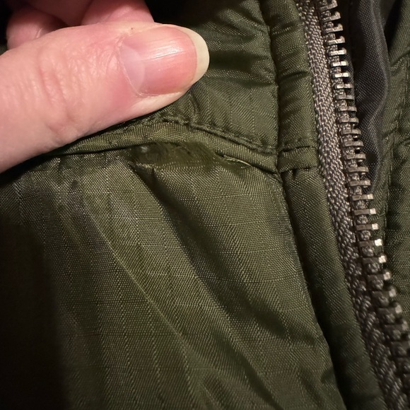 Vintage Free People Army Green Puffer Jacket with Velvet Trim Size 12 - Picture 9 of 9